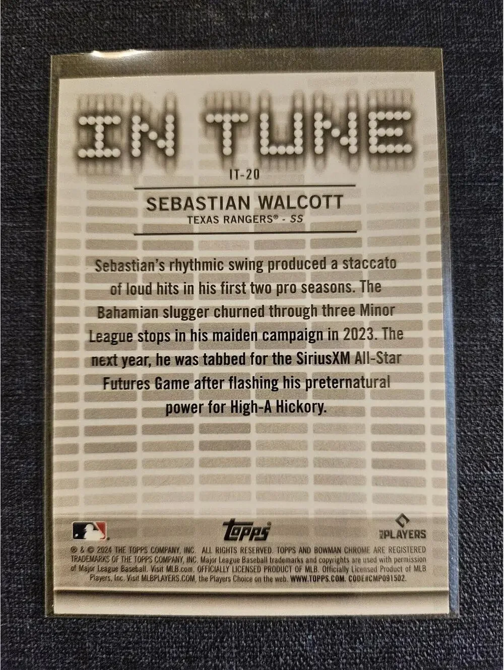 2024 Bowman Chrome Draft Picks Sebastian Walcott In Tune Insert Baseball Card